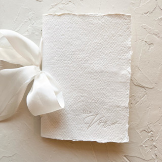 HIS Vow Book | letterpressed with silk ribbon - white Wedding Vow Books