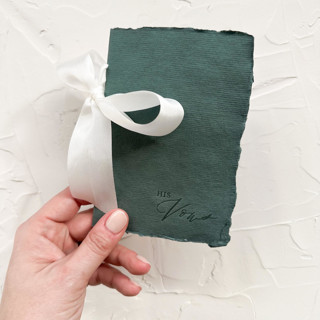 HIS Vow Book | letterpressed with silk ribbon - forest green Wedding Vow Books