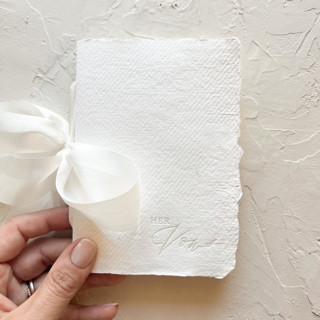 HERS Vow Book | letterpressed with silk ribbon - white Wedding Vow Books