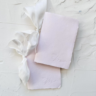 HIS & HERS Vow Books | letterpressed with silk ribbon - blush Wedding Vow Books