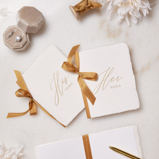 Handmade Paper Vow Books with Gold Silk Ribbon Wedding Vow Books