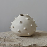 Handmade Spikes White Round Ceramic Vase Vases