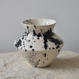 Handmade Rock Decorative Ceramic Vase I - Black & White Vases