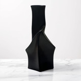 Ceramic Decorative Sculptural Vase - Matt Black  Geo Twist Vases