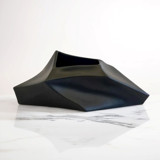 Ceramic Decorative Sculptural Vase - Matt Black Geo Flat Vases