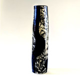 tall black and white stoneware vase