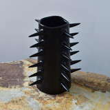 Handmade Pottery Spikes Black Flower Vase VI Vases
