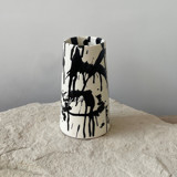 Rock Handmade Ceramic Flower Vase II - Black & White Vases