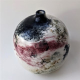 one-of-a-kind hand thrown and hand painted bud vase - red, white and black