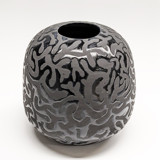 Round black vase with mushroom pattern Vases