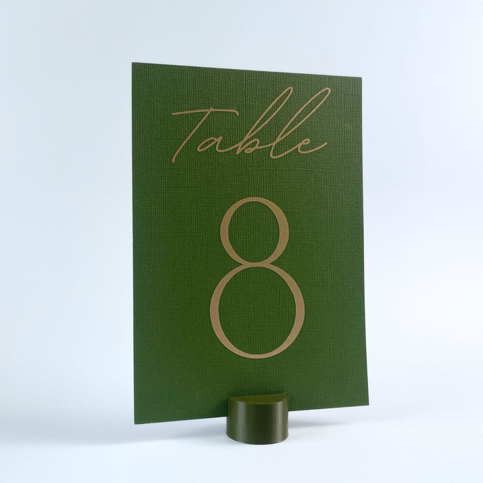 Army Green Circle Table Number Holder, Set of 5 Centerpieces by Corduroy Effect Minted