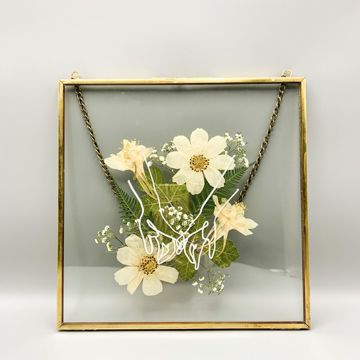 Pinky Promise Wedding Centerpiece Gold Hanging Pressed Flower Frame ...