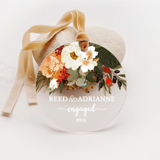Personalized Acrylic Fall Peonies Engagement Ornament, Set of 1 Couple gifts
