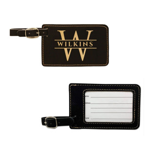 Custom Engraved Vegan Leather Luggage Tag Set of 2 Monogrammed Couple gifts