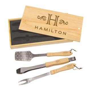 Custom Engraved Wooden Grill Set Couple gifts
