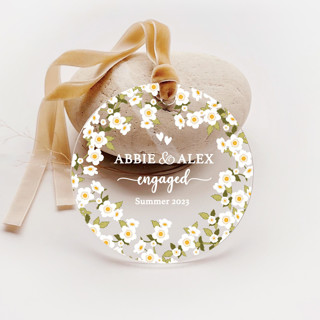 Personalized Acrylic Spring Florals Engagement Ornament, Set of 1 Couple gifts