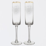 Mr. and Mrs. Personalized Gold Rim Champagne Flutes, Set of 2 Couple gifts