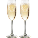 Custom 8 oz. Laurel Wreath Toasting Champagne Flutes - Set of 2 Couple gifts