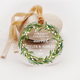 Personalized Acrylic Our First Christmas Married Ornament, Set of 1 Couple gifts