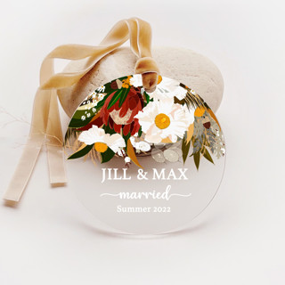 Personalized Acrylic Protea Cosmos Married Ornament, Set of 1 Couple gifts