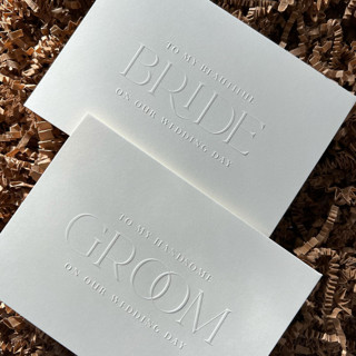 Luxe Embossed Cream Bride & Groom Cards, Set of 2 Couple gifts