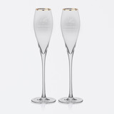 Mr and Mrs Personalized Gold Rim Tulip Shaped Champagne Flutes, Set of 2 Couple gifts