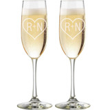 Custom 8 oz Engraved Hearts Champagne Toasting Flutes - Set of 2 Couple gifts