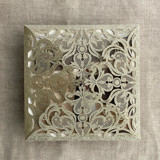 Champagne gold glitter lace laser cut square petal fold | pack of 10 Invitation Pockets