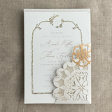 Floral Lasercut Pocket for 5x7 inch Invitation | Pack of 10 | Envelopes Included Invitation Pockets