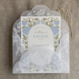 White lace vellum petal pochette for 5x7 card  | pack of 10 Invitation Pockets