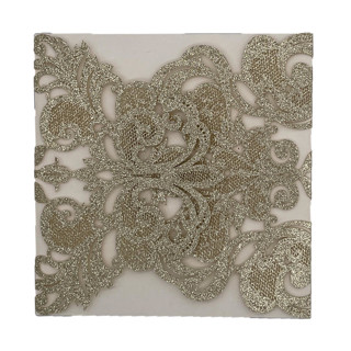 Qty of 50 Custom Gorgeous Champagne Gold Glitter Lace Paper Laser Cut | Other Color Options Available Invitation Pockets