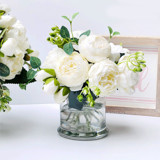 White Faux Peonies in Vase Dried Florals