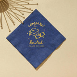Scripted Cap & Diploma Graduation Napkin, cocktail size, set of 50 Napkins