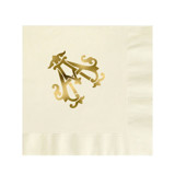 Custom Monogram Featuring Chic Font Gold Foil on Ecru Napkin - Pack of 100 Napkins