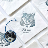 Personalized Pet Portrait Bar Napkin | Set of 50 | Cat Illustration Cocktail Napkin Napkins