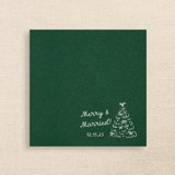 Merry & Married Green Linen-Like Napkin with Holiday Tree Design Napkins