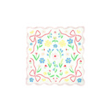 Bunnies In The Garden Pink Floral Petite Napkins - Set of 16 of Napkins