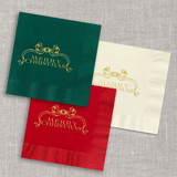 Merry Christmas foil cocktail napkins - Assorted colors (Set of 20) Napkins