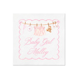 Personalized Baby Girl Vintage Clothesline Shower Napkins Napkins