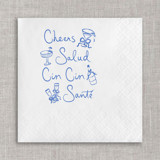 Cheers, salud, cin cin, santé cocktail napkins - White Napkins (Set of 20) Napkins