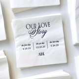 Personalized Our Love Story Cocktail Napkins | Wedding or Engagement Party Napkins | Set of 50 Napkins