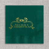 Merry Christmas foil cocktail napkins - Green Napkins (Set of 20) Napkins
