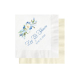 Dusty Blue Floral Personalized Wedding Napkins - Pack of 100 Napkins