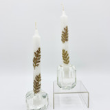 Pressed Flower White Taper Candles Set Of 2 Candles