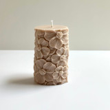 Beige Floral Pillar Candles