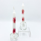 Pink Pressed Flower White Taper Candle Set Of 2 Candles