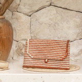 Patterned Clay Stripes Rattan Clutches Bridal Clutches and Purses