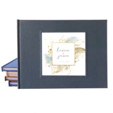 Custom Wedding Guest Book · Modern Golden Elegance · Dark Gray Linen Guest books