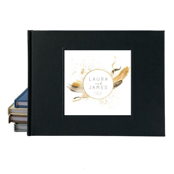 Custom Wedding Guest Book Modern Golden Splash Classic Gray Guest books by Transient Books