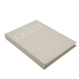 Linen Wedding Guest Book with white text Guest books